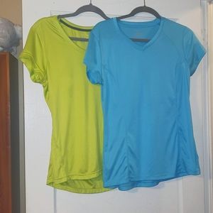 2 Spalding Workout T shirts Blue and Green